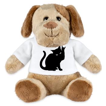 Schwarze Katze – Devil Horns Silhouette - MiniFeet® Hund Helge - Weiß - Vorne