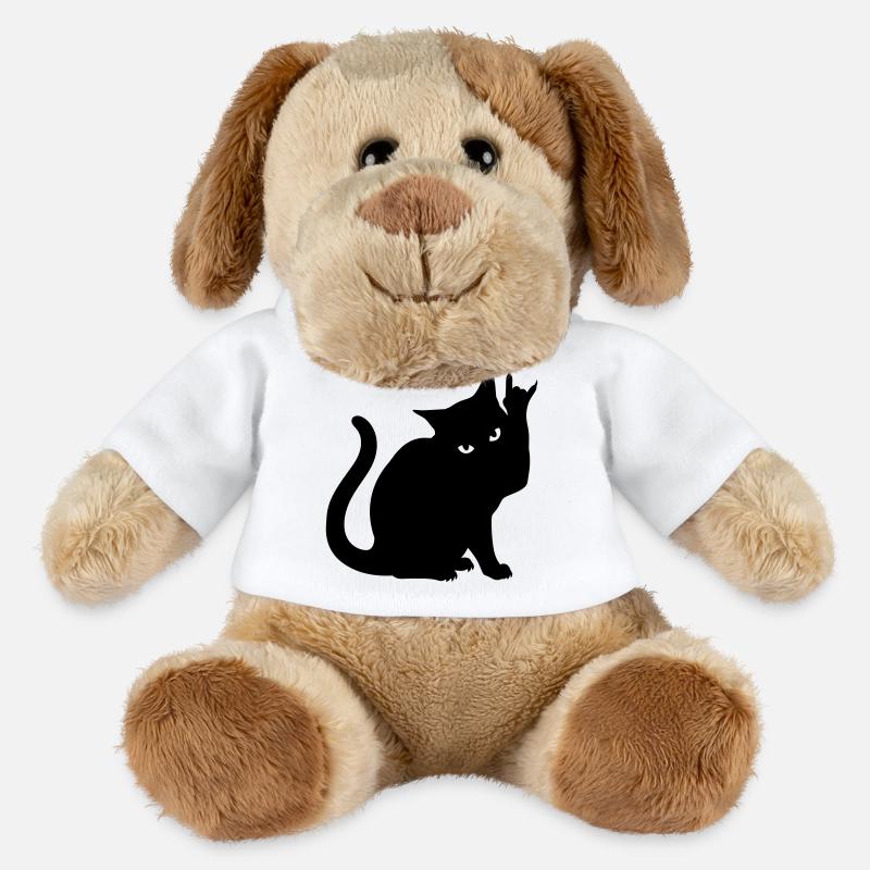 Black Cat – Devil Horns Silhouette - MiniFeet® Dog Helge - white
