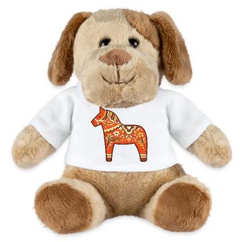Retro 70s Swedish Dala Horse Folk Art Design - MiniFeet® Dog Helge - white - Front