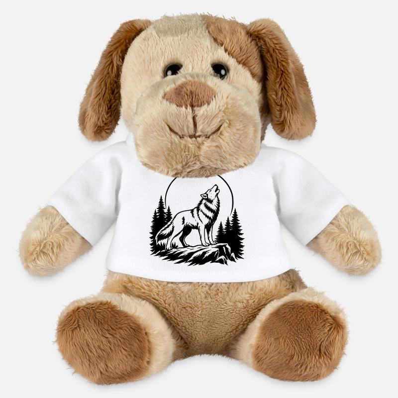 Wolf mit Vollmond - MiniFeet® Hund Helge - Weiß