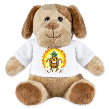 Wütende Ananas mit Flammen - MiniFeet® Hund Helge - Weiß - Vorne
