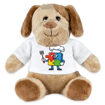 Puzzle Piece Chef Maskottchen - MiniFeet® Hund Helge - Weiß - Vorne