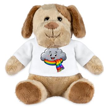 Nuage avec écharpe arc-en-ciel : motif drôle - Chien en peluche Helge MiniFeet® - blanc - Devant