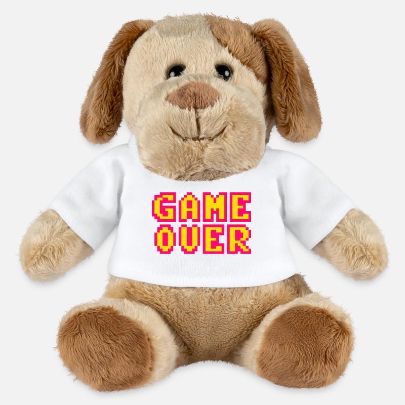 Game Over retrogaming vintage pixels - Chien en peluche Helge MiniFeet® - blanc