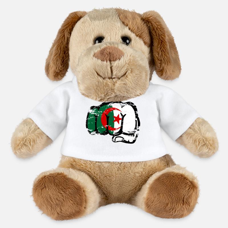 Drapeau de l’Algérie Main Poing Utilisé - Chien en peluche Helge MiniFeet® - blanc