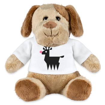 Rentier Rudolf Logo L schwarz mit neonpinker Nase - MiniFeet® Hund Helge - Weiß - Vorne