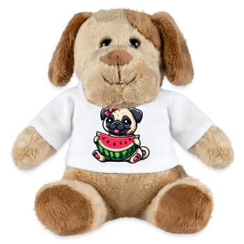 Mignonne fille de chien carlin avec de la pastèque - Chien en peluche Helge MiniFeet® - blanc - Devant