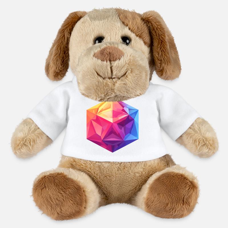 Geometric D20 Cube – Colorful RPG Design - MiniFeet® Dog Helge - white