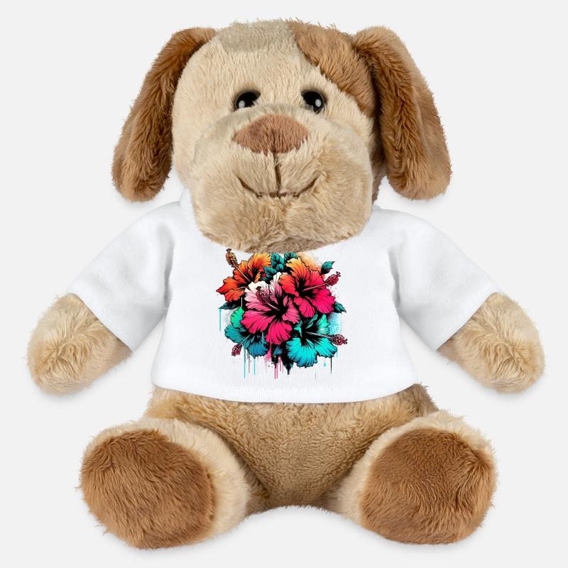 Hibiskusblüten - MiniFeet® Hund Helge - Weiß