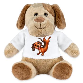 Witziger Dackel Handstand Gymnastik Athlet - MiniFeet® Hund Helge - Weiß - Vorne
