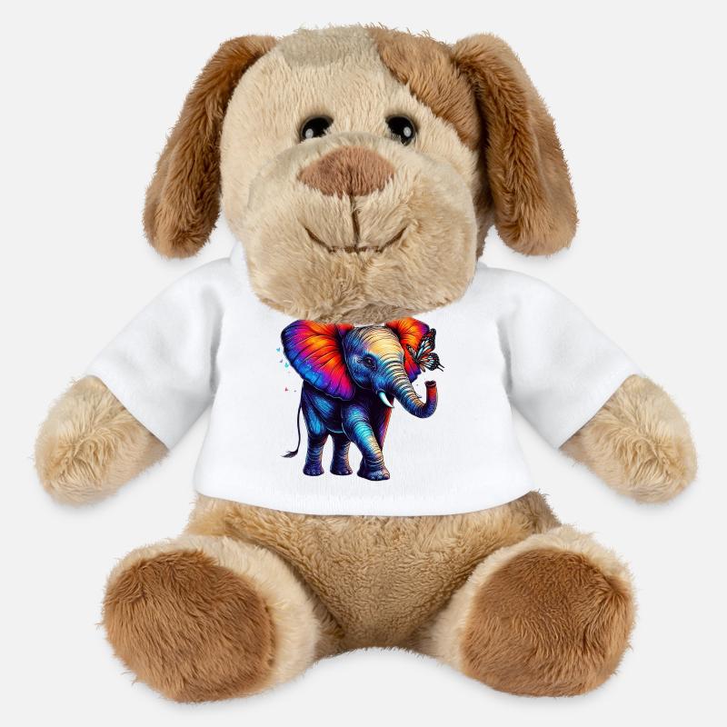Éléphant et papillon - Chien en peluche Helge MiniFeet® - blanc