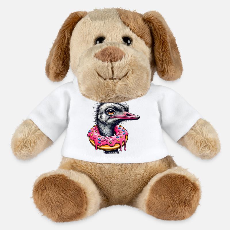witziger Augenschmaus - Vogel Strauß mit Donut - MiniFeet® Hund Helge - Weiß