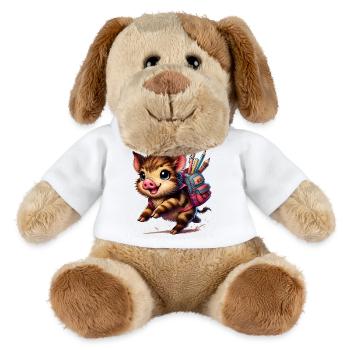 Schulstart mit Spaß:Wildschwein für Schulanfänger - MiniFeet® Hund Helge - Weiß - Vorne
