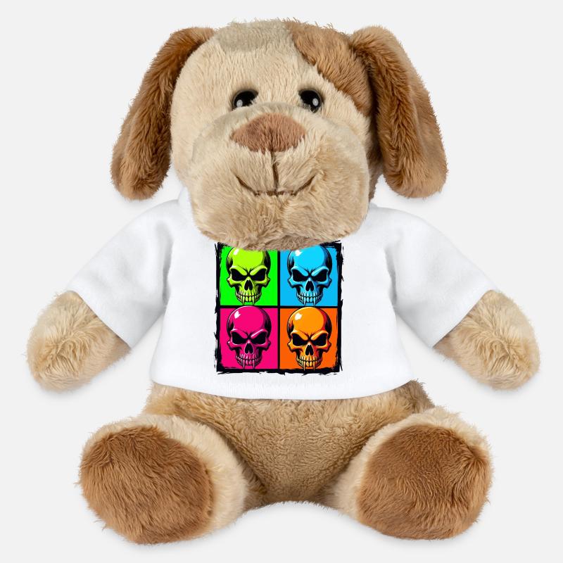 Bunte Totenköpfe - MiniFeet® Hund Helge - Weiß
