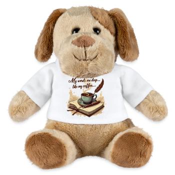 Gedichte Schreiben - Les mots sont profonds comme mon café - Chien en peluche Helge MiniFeet® - blanc - Devant