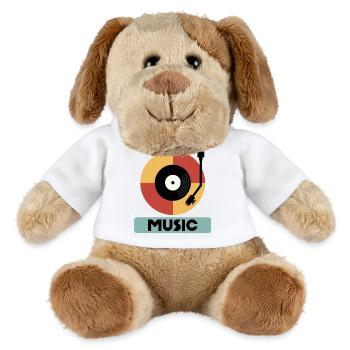 Retro Plattenspieler Musik Kunst - MiniFeet® Hund Helge - Weiß - Vorne