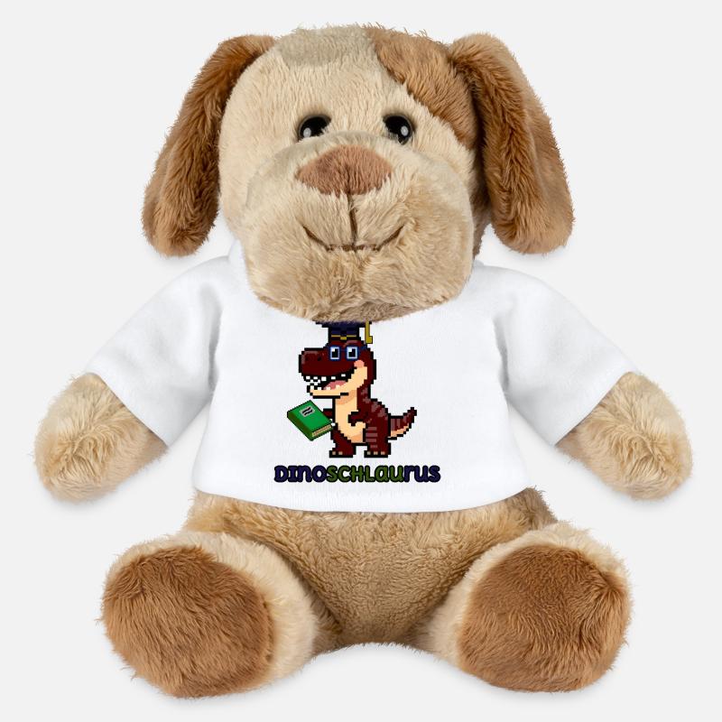 DinoSCHLAUrus - Pixel Art Dinosaurier mit Buch 🦖 - MiniFeet® Hund Helge - Weiß