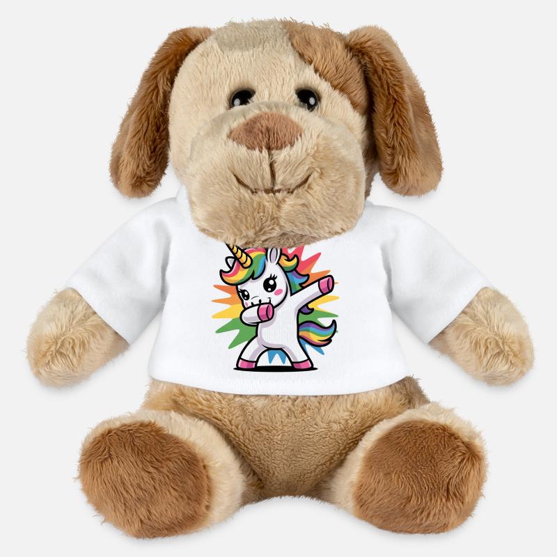 Buntes Einhorn mit Regenbogen-Mähne - MiniFeet® Hund Helge - Weiß