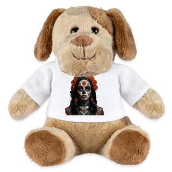 Crâne en sucre Floral Queen - Chien en peluche Helge MiniFeet® - blanc - Devant