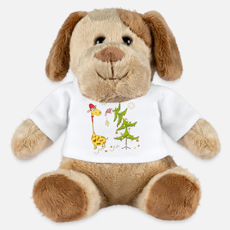 Giraffe mit Weihnachtsbaum - MiniFeet® Hund Helge - Weiß