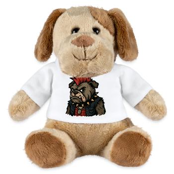 Punk Bulldogge mit Stacheln und Irokesenschnitt Cartoon Art - MiniFeet® Hund Helge - Weiß - Vorne