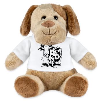 Kuh schwarz Geschenk Bauern - MiniFeet® Hund Helge - Weiß - Vorne
