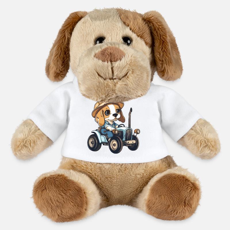 Beagle Hunde Traktor Farmer - MiniFeet® Hund Helge - Weiß