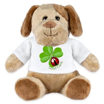 Good Luck Clover with Ladybug | Lucky Charm Art - MiniFeet® Hund Helge - Weiß - Vorne