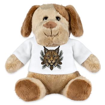 Tête de lynx avec branches de sapin - Chien en peluche Helge MiniFeet® - blanc - Devant