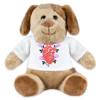 Anatomisches Herz Rosen Bunt - MiniFeet® Hund Helge - Weiß - Vorne