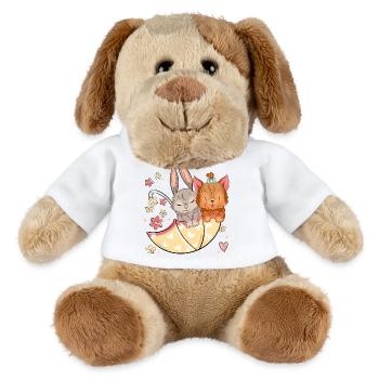 Lapin et chien avec un parapluie - Chien en peluche Helge MiniFeet® - blanc - Devant