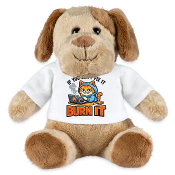 Le chat de l’informaticien brûle-le - Drôle de dicton. - Chien en peluche Helge MiniFeet® - blanc - Devant