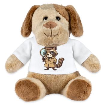 Raccoon detective with magnifying glass - MiniFeet® Dog Helge - white - Front