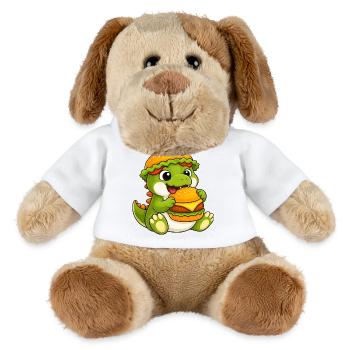Mignon dessin animé T-Rex, Dino Burger, Reptile de restauration rapide - Chien en peluche Helge MiniFeet® - blanc - Devant