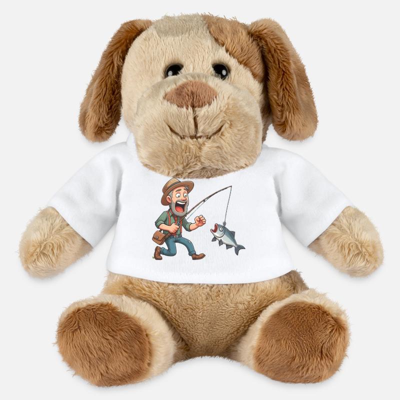 Glücklicher Angler - MiniFeet® Hund Helge - Weiß