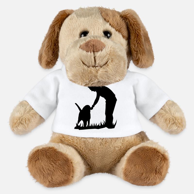 Beste Freunde - Hund und Herrchen Silouette - MiniFeet® Hund Helge - Weiß