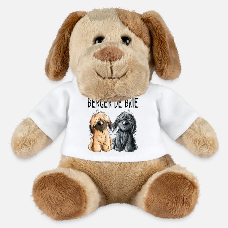 Zwei Berger de Brie - Briard - Comic - Geschenk - MiniFeet® Hund Helge - Weiß