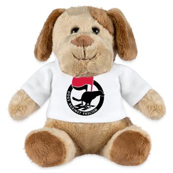 "Dogs Against Fascism" for Antifa Dog Owners - MiniFeet® Dog Helge - white - Front