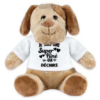 Je suis une Super kiné qui déchire - Chien en peluche Helge MiniFeet® - blanc - Devant
