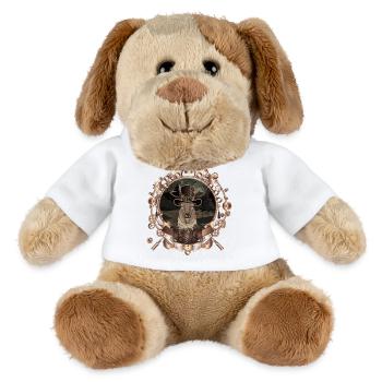 Portrait de cerf Steampunk dans un cadre antique - Chien en peluche Helge MiniFeet® - blanc - Devant