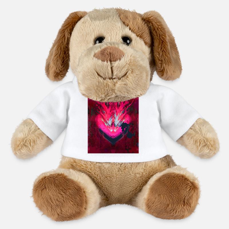 Neon Herz im Dunkelrot - MiniFeet® Hund Helge - Weiß