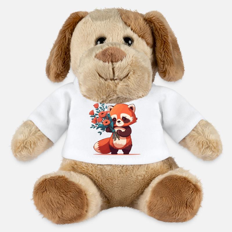 Panda roux à fleurs - Chien en peluche Helge MiniFeet® - blanc