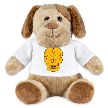 Orange skull with occult symbols - MiniFeet® Dog Helge - white - Front