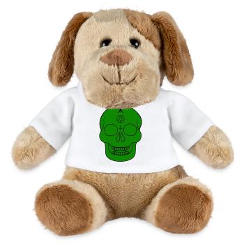 Green skull with occult symbols - MiniFeet® Dog Helge - white - Front