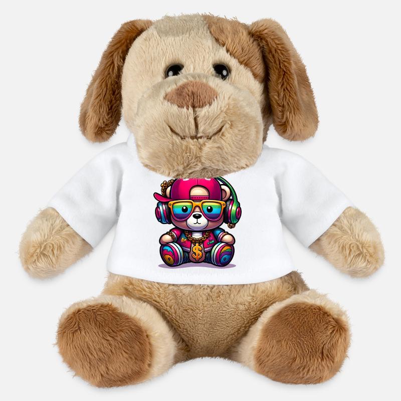 Bunter Teddybär - MiniFeet® Hund Helge - Weiß