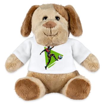 dynamischer Fußballspieler spielt Fußball - MiniFeet® Hund Helge - Weiß - Vorne