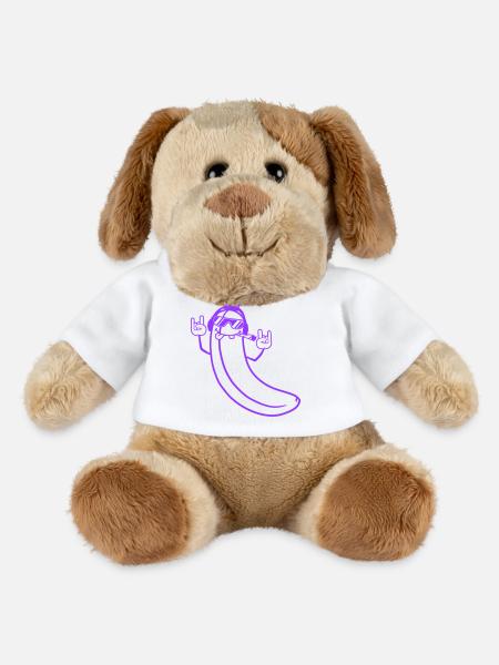 Drôle DJ Fête Banane Fruit Musique Visage Amusant - Chien en peluche Helge MiniFeet® - blanc