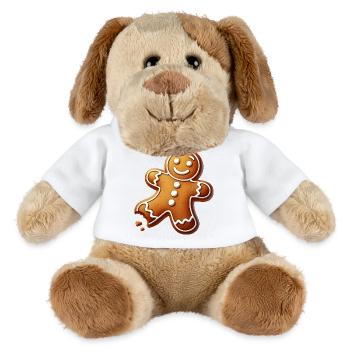 Lebkuchenmann mit Biss – Weihnachtliches Design - MiniFeet® Hund Helge - Weiß - Vorne