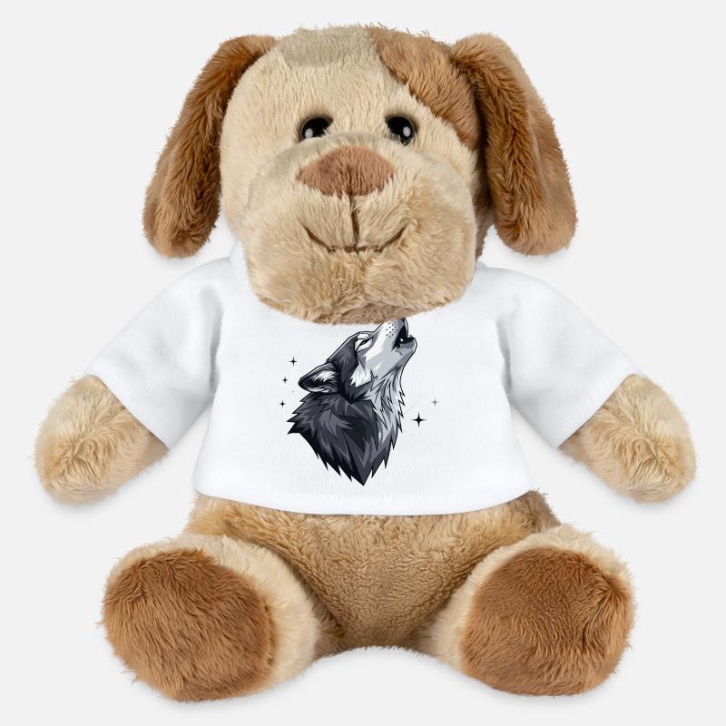 Majestätischer Wolf im Sternenhimmel - MiniFeet® Hund Helge - Weiß