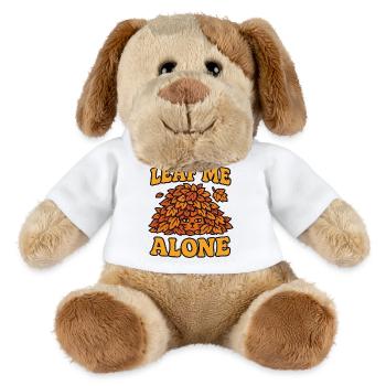 Illustration de chat avec une feuille d'arbre d'automne - Chien en peluche Helge MiniFeet® - blanc - Devant